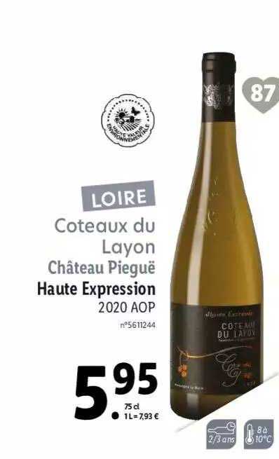 coteaux du layon château pieguë haute expression 2020 aop