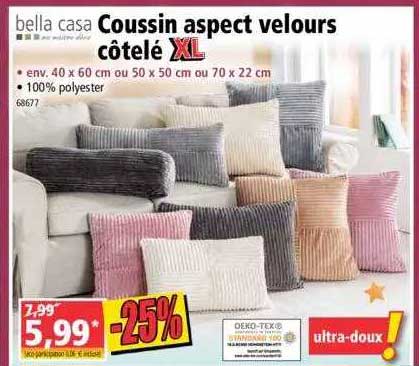 coussin aspect velours côtelé bella casa