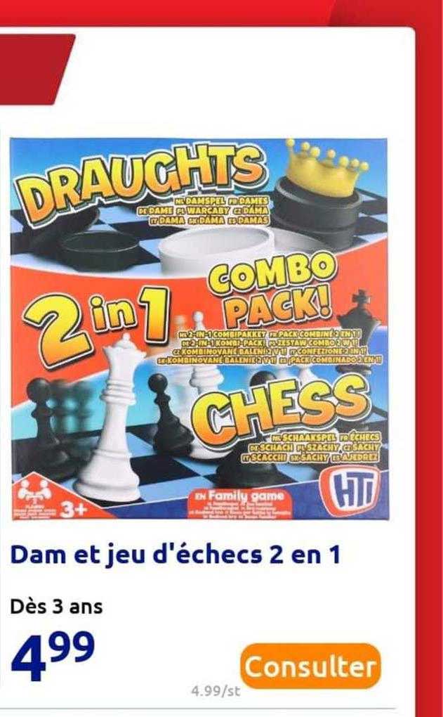 dam et jeu d'échecs 2 en 1