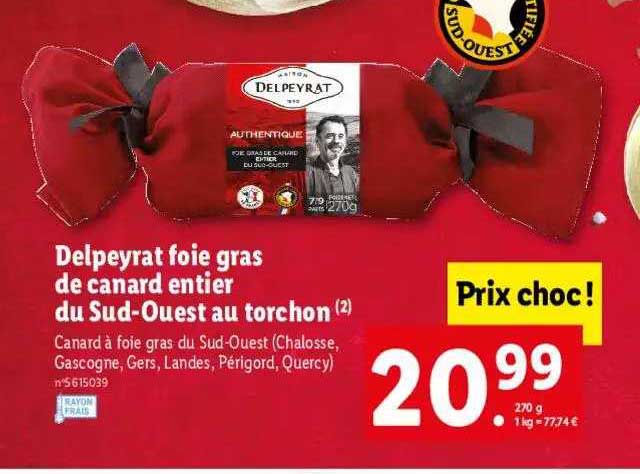 delpeyrat foie gras de canard entier du sud-ouest au torchon