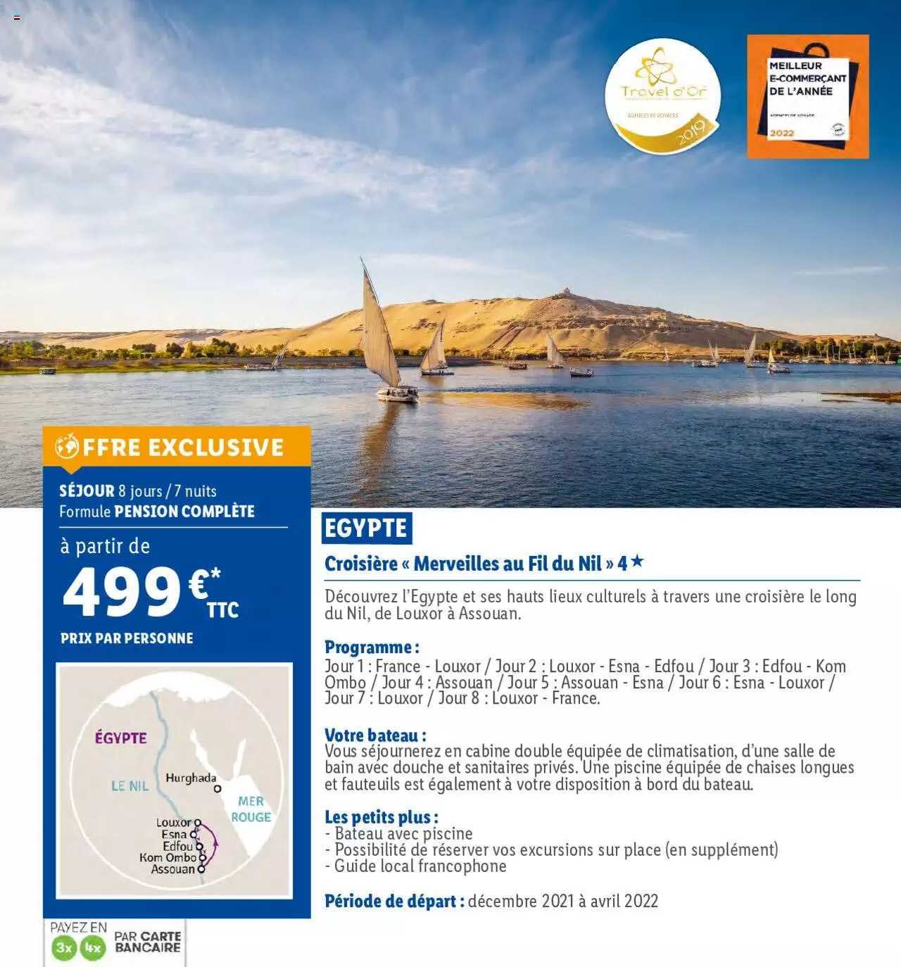 egypte : croisière "merveilles au  fil du nil"