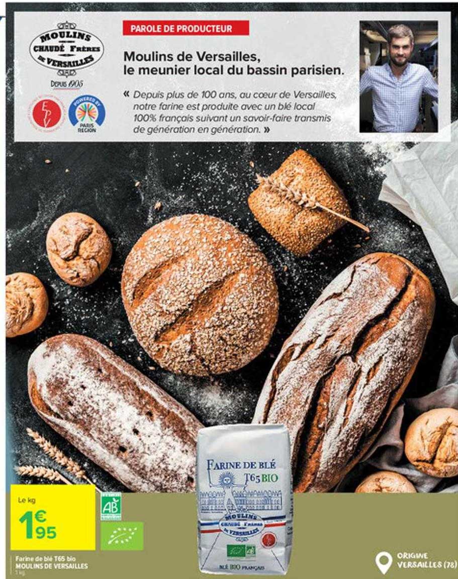 farine de blé t65 bio moulin de versailles