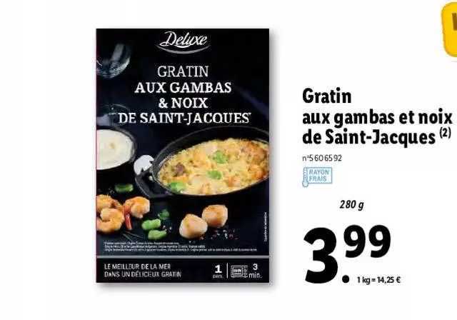 gratin aux gambas et noix de saint-jacques deluxe
