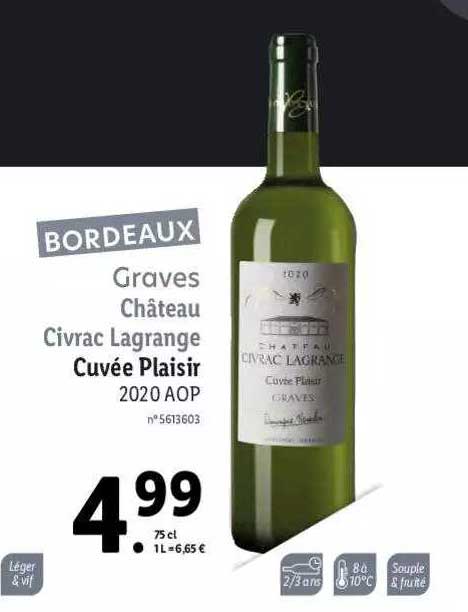 graves château civrac lagrange cuvée plaisir 2020 aop