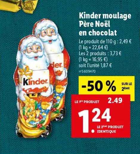 kinder moulage père noël en chocolat