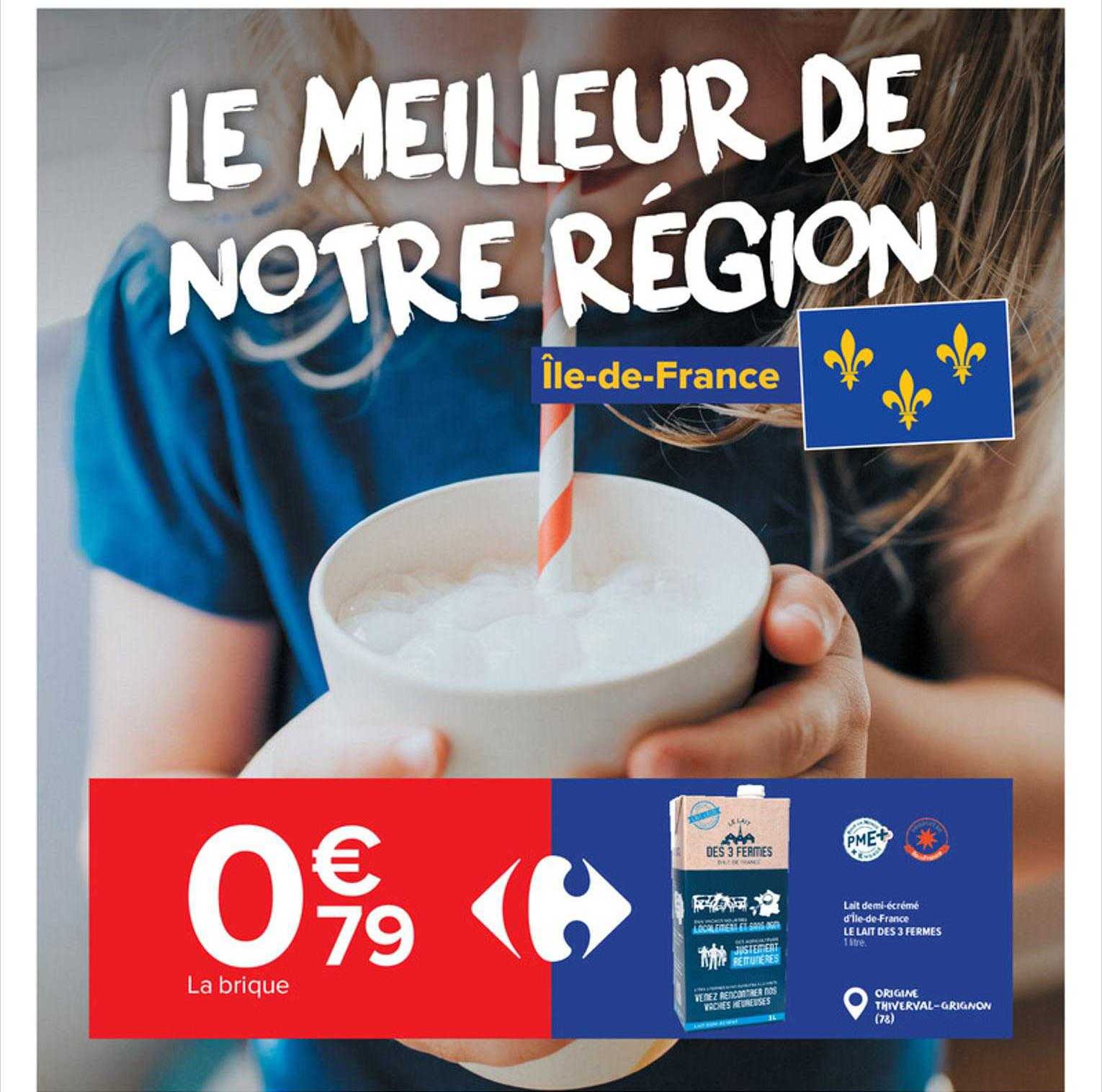 lait demi-écrémé d'île-de-france le lait des 3 fermes