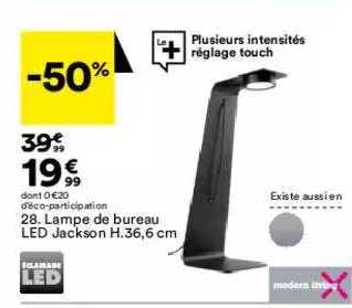 lampe de bureau led jackson h. 36.6 cm moderne living