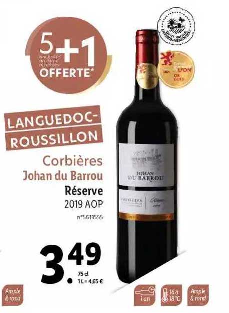 languedoc-roussillon corbières johan du barrou réserve 2019 aop