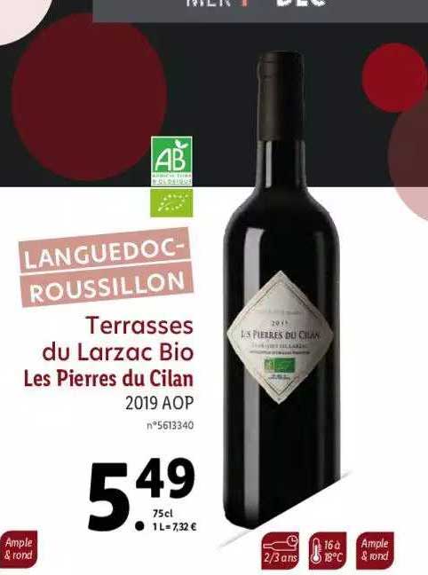 languedoc-roussillon terrasses du larzac bio les pierres du calin 2019 aop