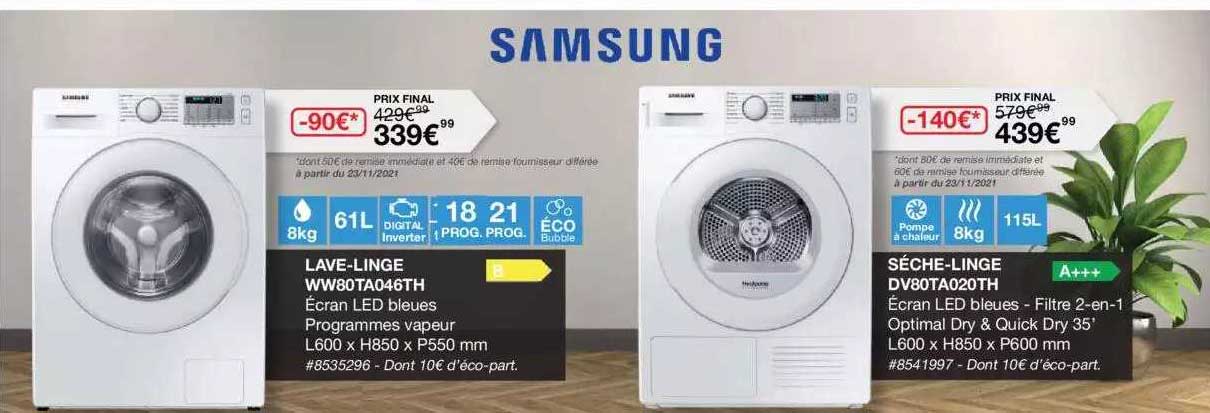 lave-linge ww80ta046th, sèche-linge dv80ta020th samsung