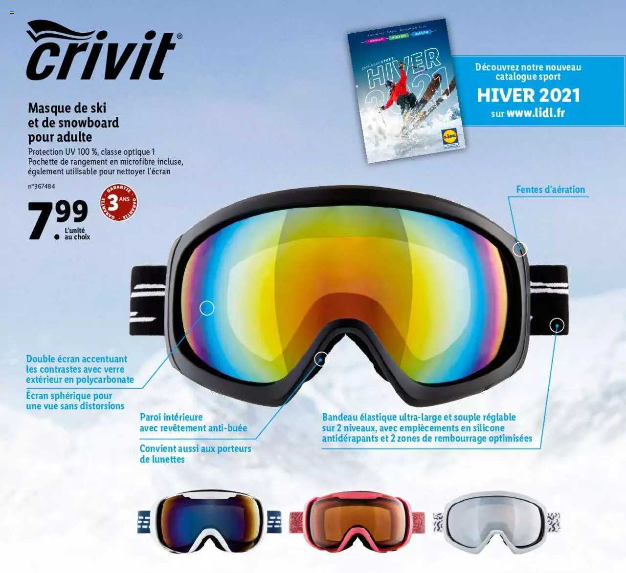 masque de ski et d snowboard pour adulte crivit