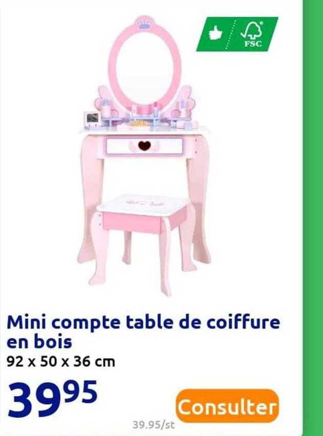 mini compte table de coiffure en bois