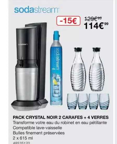 Pack Crystal Noir 2 Carafes + 4 Verres Sodastream