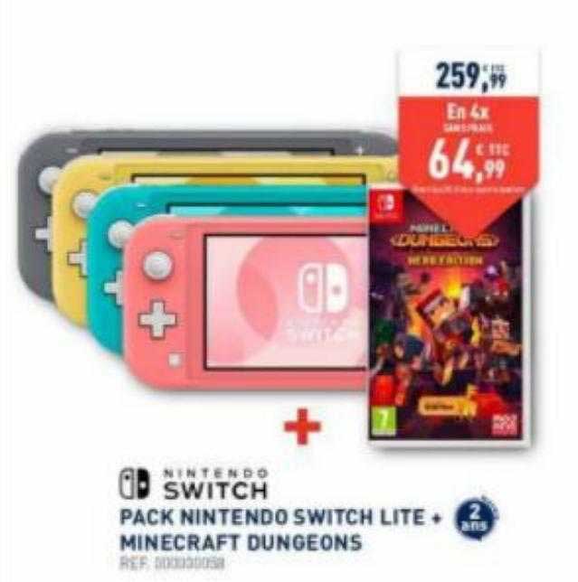 pack nintendo switch lite + minecraft dungeons