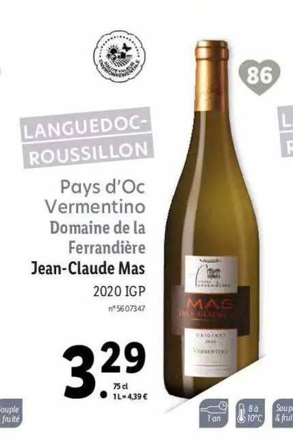 pays d'oc vermentino domaine de ferrandière jean-claude mas 2020 igp