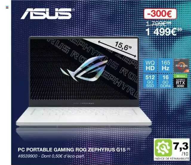 pc portable gaming rog zephyrus g15 asus