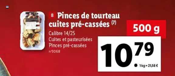 pinces de tourteau cuites pré-cassées