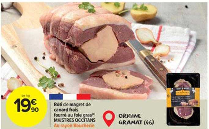 rôti de magret de canard frais fourré au foie gras maistres occitans