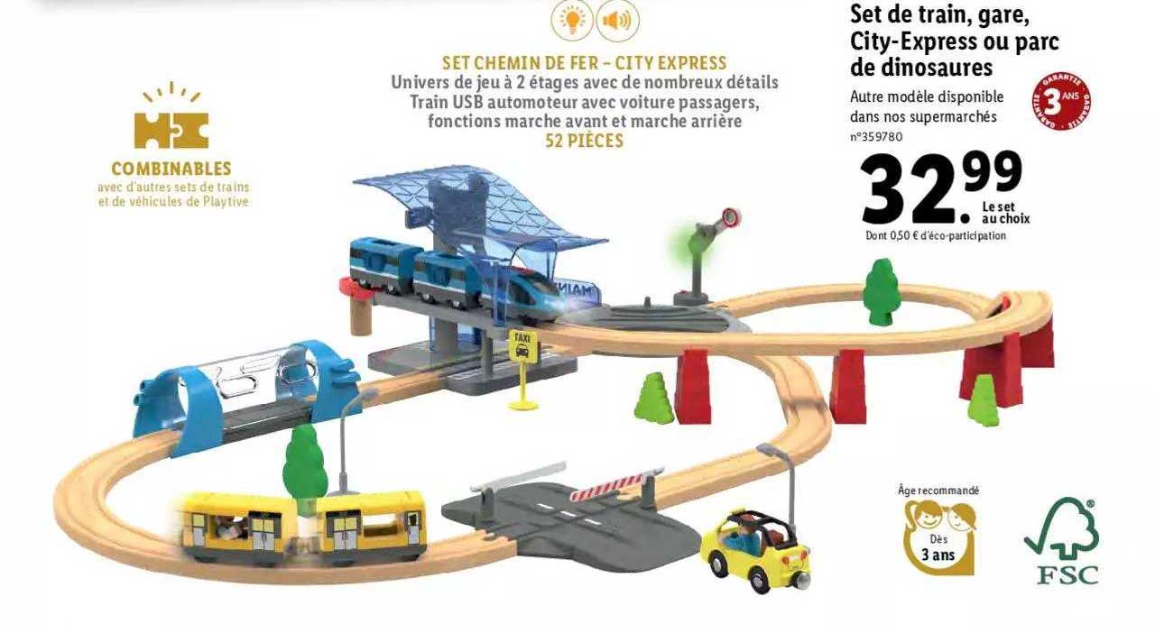 set de train, gare, city-express ou parc de dinosaures