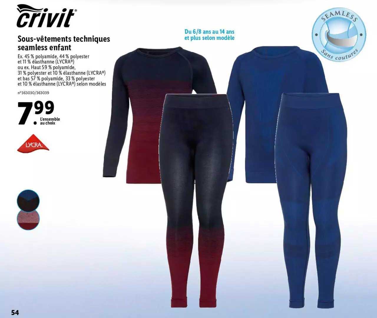 sous-vêtements techniques seamless enfant  crivit