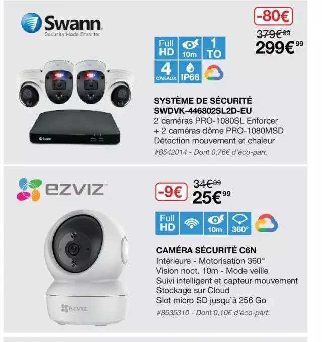 Système De Sécurité Swdvk - 446802sl2d-eu Swann, Caméra Sécurité C6n Ezviz