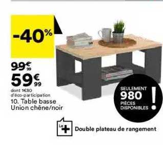 table basse union chêne - noir