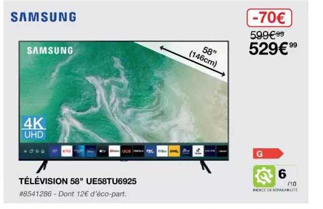 télévision 58" ue58tu6925 samsung