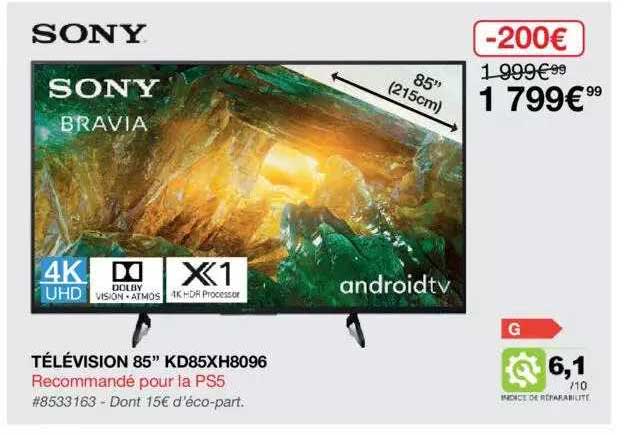 télévision 85" kd85xh8096 sony