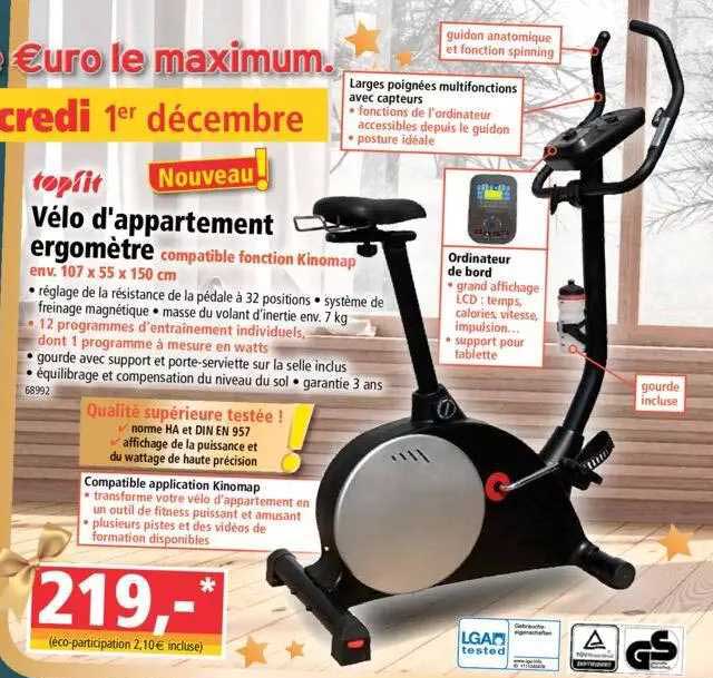 vélo d'appartement ergomètre topfit