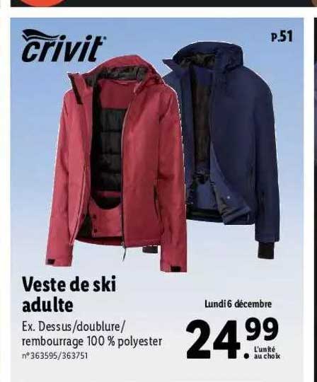 veste de ski adulte crivit