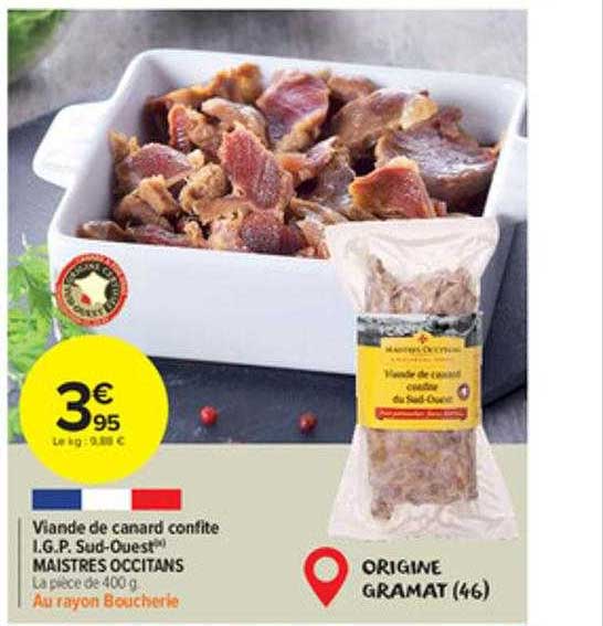 viande de canard confite i.g.p. sud-ouest maistres occitans