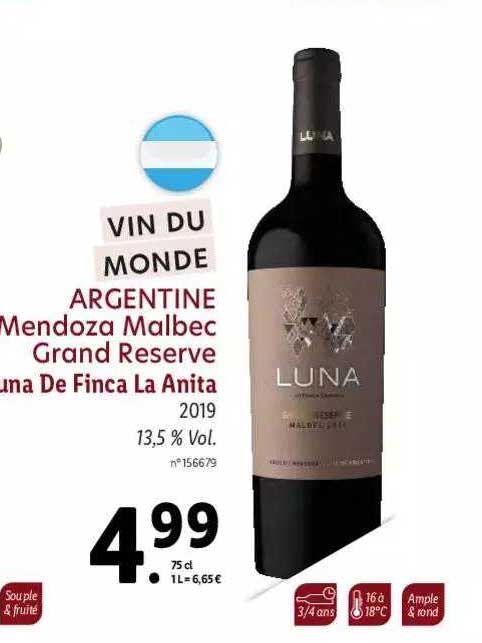 vin du monde argentine mendoza malbec grand reserve luna de finca la anita 2019