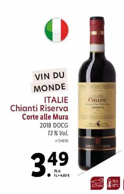 vin du monde italie chianti riserva corte alle mura 2018 docg