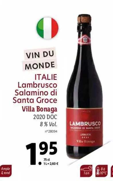 vin du monde italie lambrusco salamino di santa groce villa bonaga 2020 doc