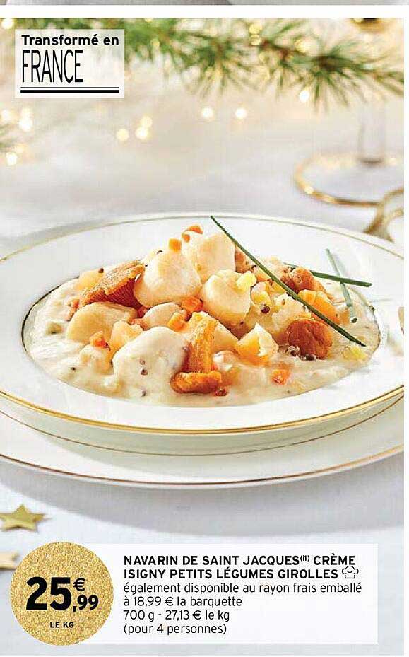 navarin de saint jacques crème isigny petits légumes girolles