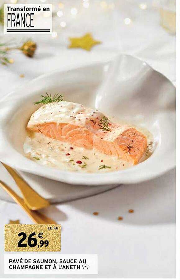 pavé de saumon, sauce au champagne et à l'aneth