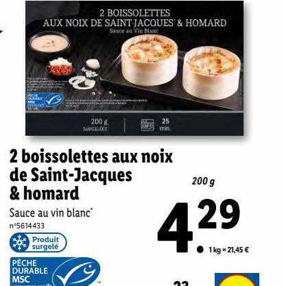 2 boissolettes aux noix de Saint-Jacques & homard