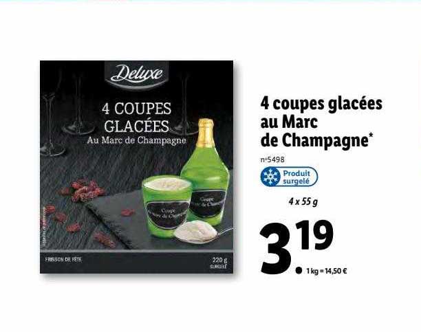 4 coupes glacées au marc de champagne deluxe