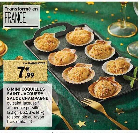 8 mini coquilles saint jacques sauce champagne