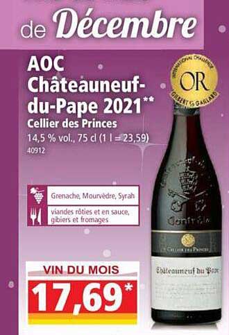 aoc châteauneuf-du-pape 2021 cellier des princes