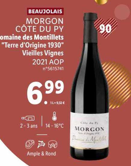 beaujolais morgon côte du py domaine des montillets "terre d'origine 1930" vieilles vignes 2021 aop