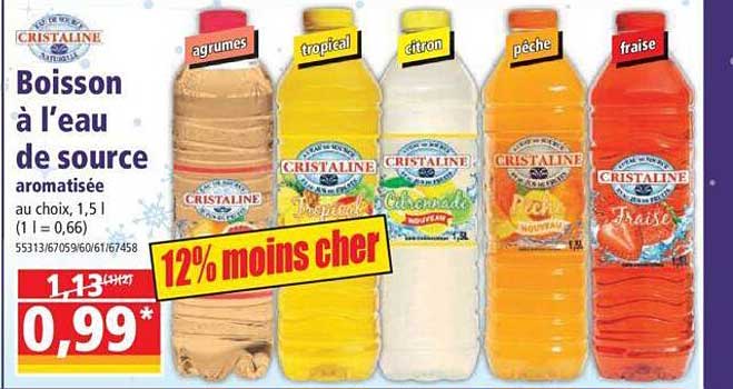 boisson à l'eau de source aromatisée cristaline