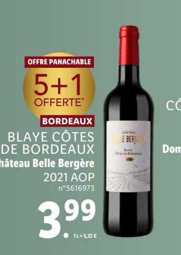 bordeaux blaye côtes de bordeaux château belle bergère 2021 aop