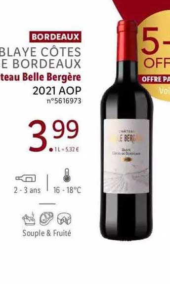 bordeaux blaye côtes de bordeaux château belle bergère 2021 aop