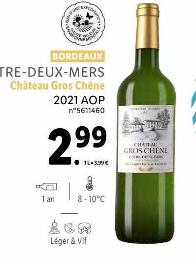 bordeaux entre-deux-mers château gros chêne 2021 aop