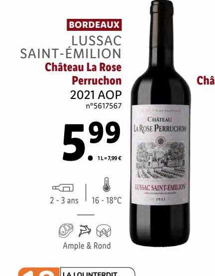 bordeaux lussac saint-émilion château la rose perruchon 2021 aop