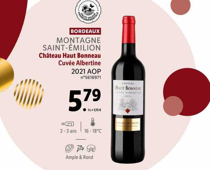 Bordeaux Montagne Saint-émilion Château Haut Bonneau Cuvée Albertine 2021 Aop