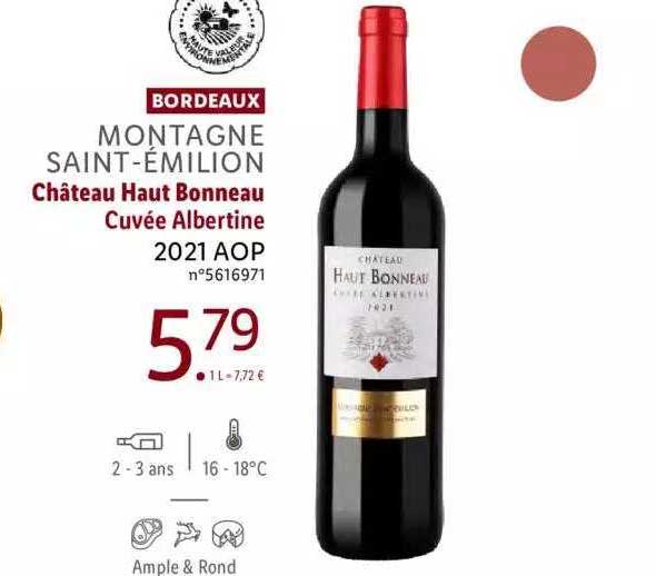 bordeaux montange saint-émilion château haut bonneau cuvée albertine 2021 aop
