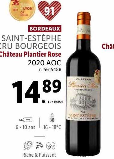 bordeaux saint-estèphe cru bourgeois château plantier rose 2020 aoc