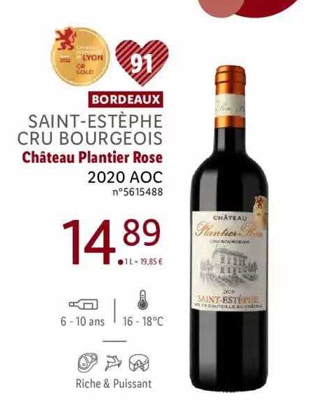 bordeaux saint-estèphe cru bourgeois château plantier rose 2020 aoc